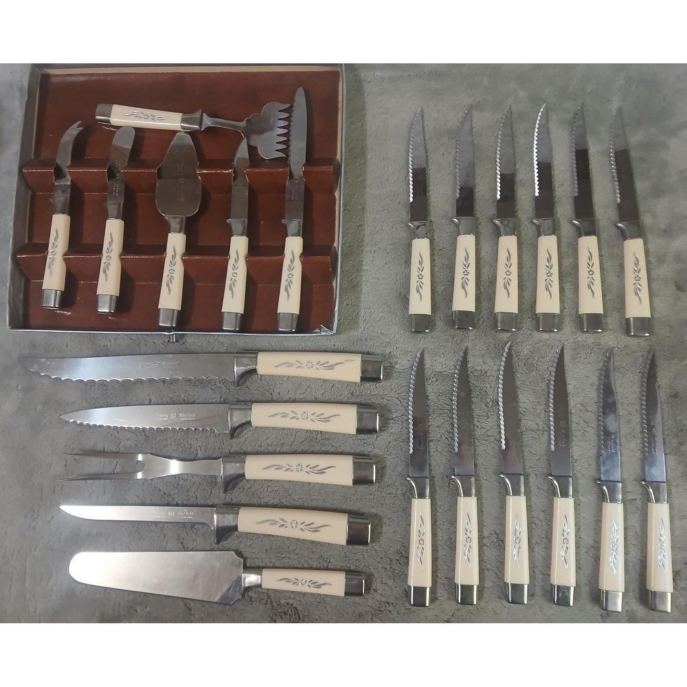 Regent Sheffield English Stainless 23pc Cutlery Set Desert Flower Cream MCM